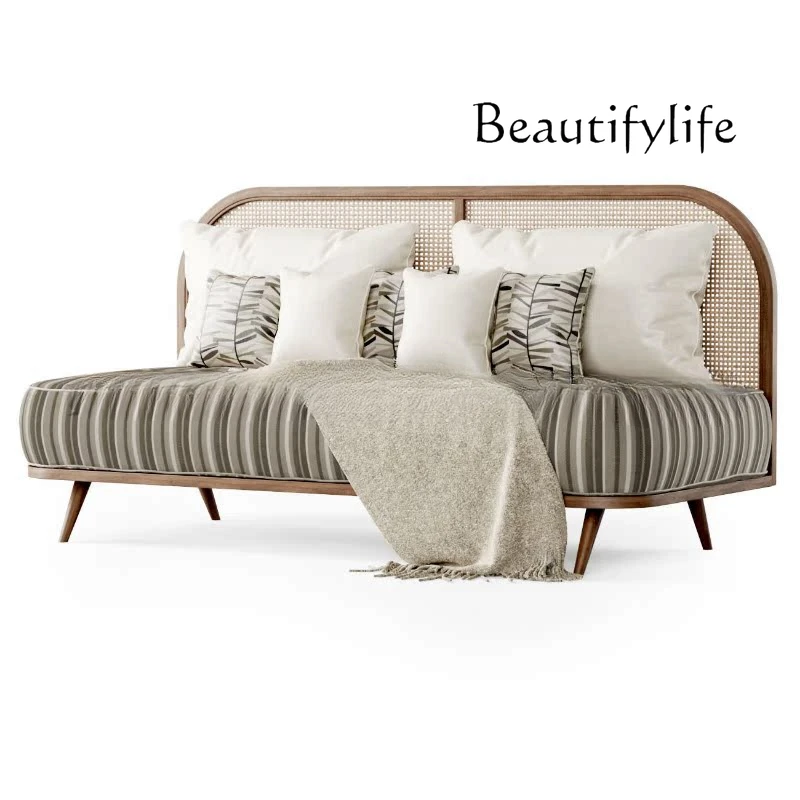 New Chinese-style solid wood sofa Nordic modern simple rattan club reception card bed bed and breakfast design
New Chinese-style solid wood sofa Nordic modern simple rattan club reception card bed bed and breakfast design