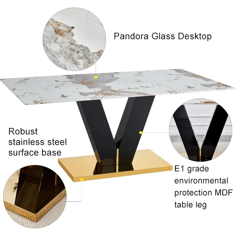 Marble Dining Table,Modern Dining Room Table With Golden Stainless Steel Base,Marble Kitchen Table For 8 People,71'' Gold Dining 
Marble Dining Table,Modern Dining Room Table With Golden Stainless Steel Base,Marble Kitchen Table For 8 People,71'' Gold Dining