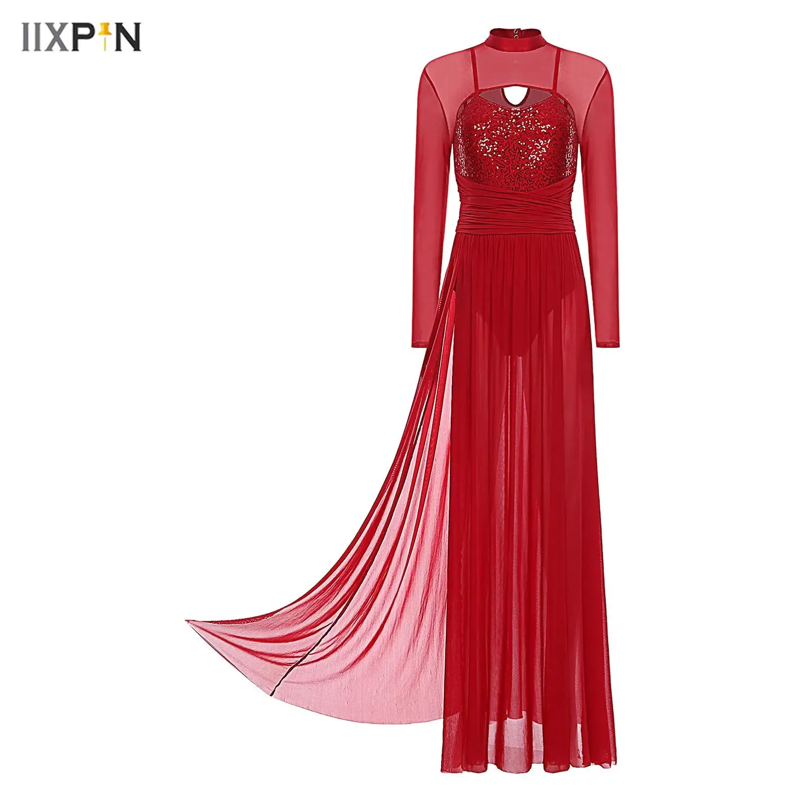 Womens Lyrical Dance Costume Sequin Long Sleeve Mesh Tulle Flowy Maxi Long Dress Built-In Briefs Morden Contemporary Dancewear
Womens Lyrical Dance Costume Sequin Long Sleeve Mesh Tulle Flowy Maxi Long Dress Built-In Briefs Morden Contemporary Dancewear