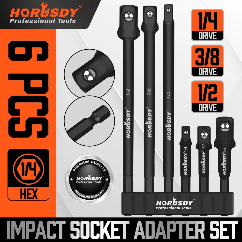 6pcs Impact Socket Adapter Set 150MM 6inch 1/2 3/8 1/4 HEX Wrench Sockets Drive Car Repair Spanner
6pcs Impact Socket Adapter Set 150MM 6inch 1/2 3/8 1/4 HEX Wrench Sockets Drive Car Repair Spanner
