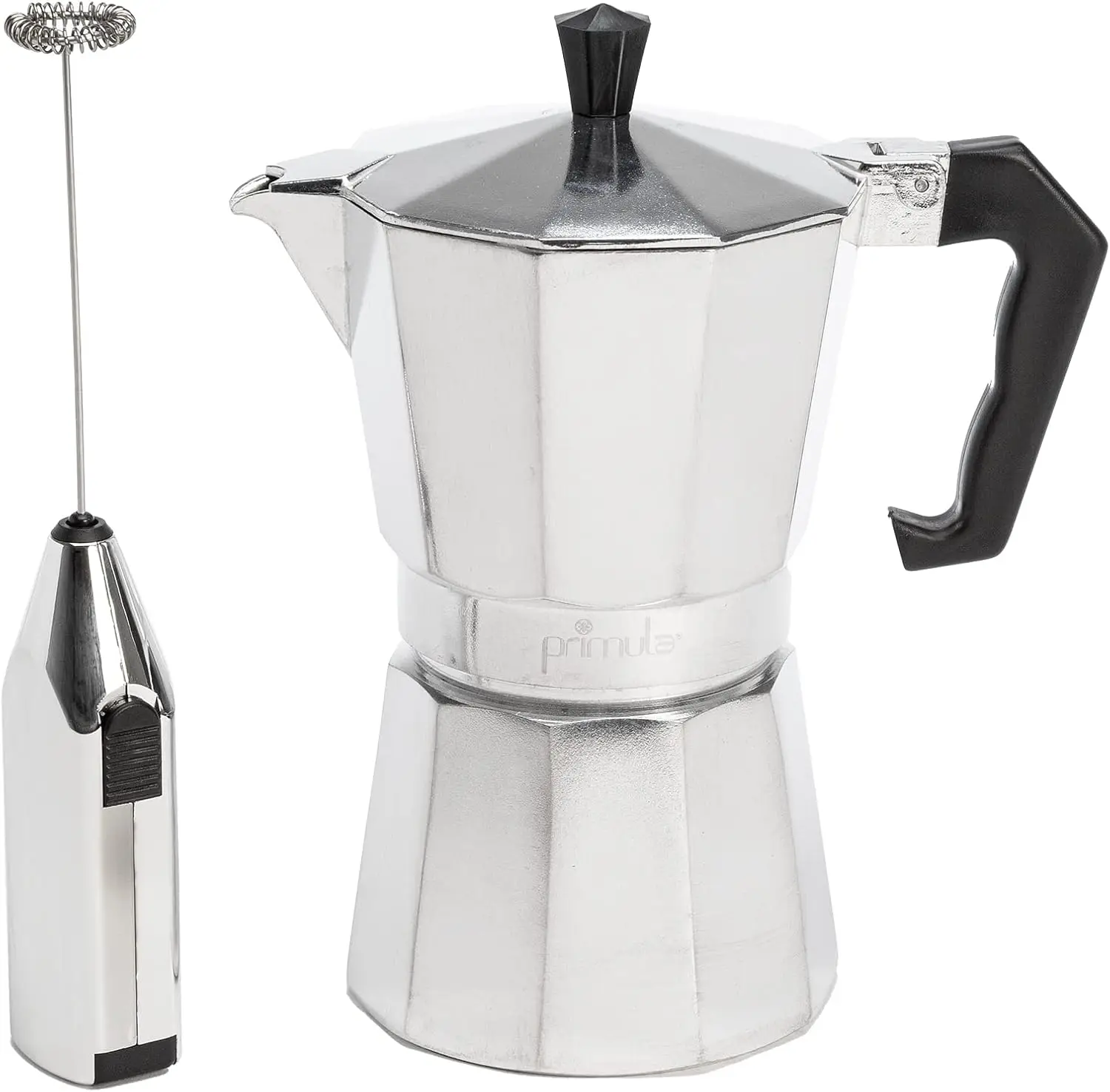 Stovetop Espresso Maker & Milk Frother Set, 6-Cup Moka Pot for Italian & Cuban Coffee, Silver
Stovetop Espresso Maker & Milk Frother Set, 6-Cup Moka Pot for Italian & Cuban Coffee, Silver