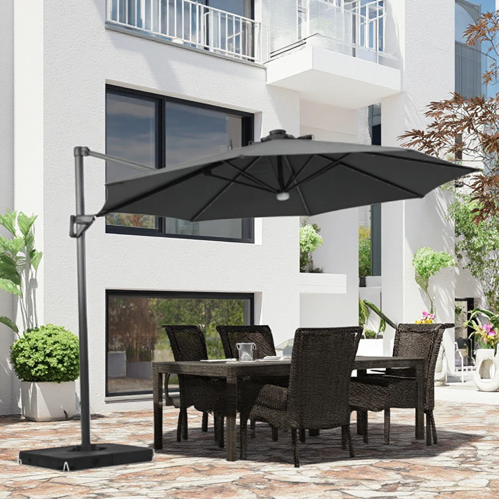 Modern Outdoor Patio Garden Furniture Waterproof Cantilever Hanging Parasol Umbrellas LED Solar Logo Prints Outdoor Use
Modern Outdoor Patio Garden Furniture Waterproof Cantilever Hanging Parasol Umbrellas LED Solar Logo Prints Outdoor Use