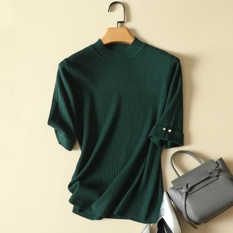 Solid Knitted Women T-Shirts Autumn New Design 2024 O-Neck Half Sleeved Elastic Elegant Office Lady Buttoming Pulls Tops Tees
Solid Knitted Women T-Shirts Autumn New Design 2024 O-Neck Half Sleeved Elastic Elegant Office Lady Buttoming Pulls Tops Tees