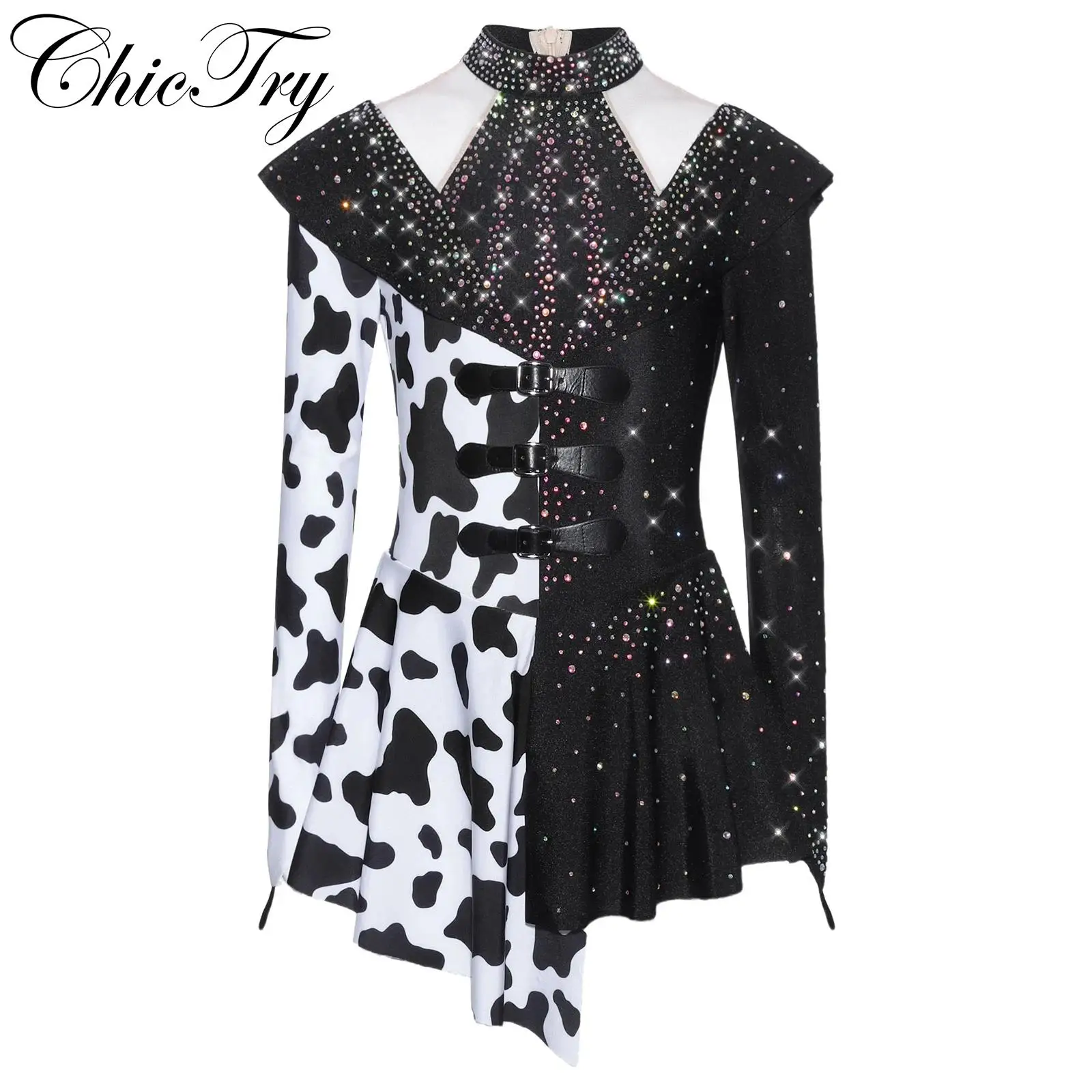 Kids Girls Cowboy Cosplay Dress Cow Print Rhinestone Decorated Halloween Costume Mock Neck Mesh Long Sleeve Roleplay Dress Up 
Kids Girls Cowboy Cosplay Dress Cow Print Rhinestone Decorated Halloween Costume Mock Neck Mesh Long Sleeve Roleplay Dress Up