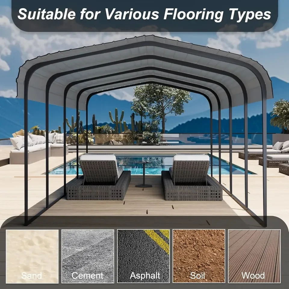 Hot Sale Heavy 12*20ft Metal Carport Kit with Galvanized Steel Roof Outdoor Storage Carport with House Use Steel Structure
Hot Sale Heavy 12*20ft Metal Carport Kit with Galvanized Steel Roof Outdoor Storage Carport with House Use Steel Structure