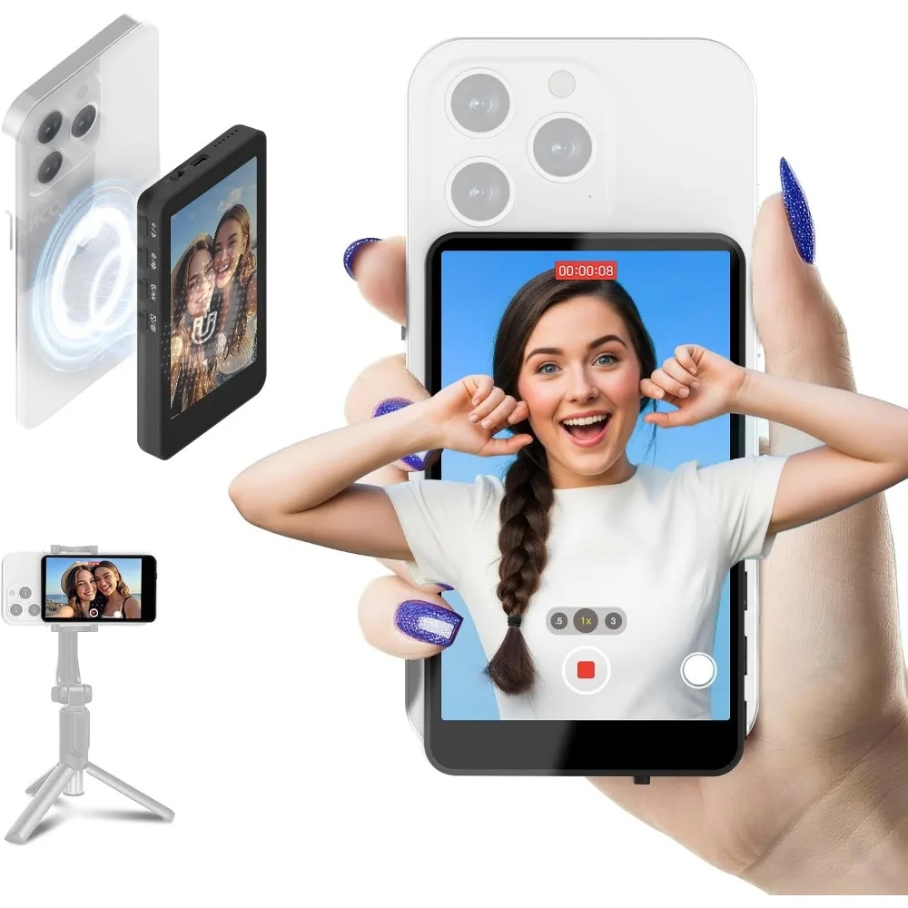 Wireless Selfie Monitor Screen for iPhone 7-16 Series, Private P2P, 4K/1080p Magnetic Back Camera Vlog Monitor with 164FT Range
Wireless Selfie Monitor Screen for iPhone 7-16 Series, Private P2P, 4K/1080p Magnetic Back Camera Vlog Monitor with 164FT Range