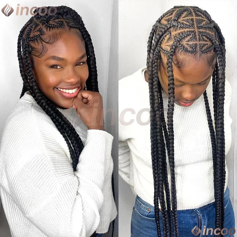 36-дюймовые синтетические косички в форме сердца в форме сердца для чернокожих женщин, полный парик фронта шнурка, парики без узлов в коробке с волосами ребенка 
36-дюймовые синтетические косички в форме сердца в форме сердца для чернокожих женщин, полный парик фронта шнурка, парики без узлов в коробке с волосами ребенка