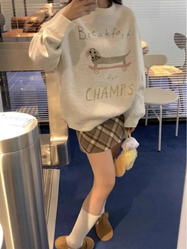 Retro American Thin Fce Women's Sweatirt Loose Lazy Sle Warm Chic Top for Autumn Winter New Arrival Polyester Fiber
Retro American Thin Fce Women's Sweatirt Loose Lazy Sle Warm Chic Top for Autumn Winter New Arrival Polyester Fiber