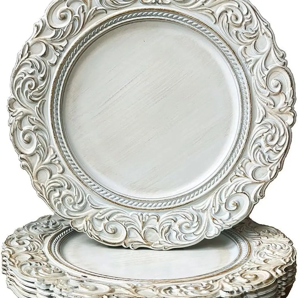 Антикварные зарядные тарелки, 13-дюймовые белые зарядные устройства для обеденных тарелок, круглые серверные принадлежности. Набор из 6-х пластиковых зарядных устройств с тиснением для ужина, пар.
Антикварные зарядные тарелки, 13-дюймовые белые зарядные устройства для обеденных тарелок, круглые серверные принадлежности. Набор из 6-х пластиковых зарядных устройств с тиснением для ужина, пар.