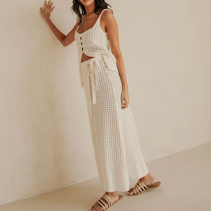 Casual Simple Sleeveless Halter Tank Tops & Lace Up Skirts Sets Fashion Slim Solid Color 2 Piece New Summer Beach Vacation Suits
Casual Simple Sleeveless Halter Tank Tops & Lace Up Skirts Sets Fashion Slim Solid Color 2 Piece New Summer Beach Vacation Suits