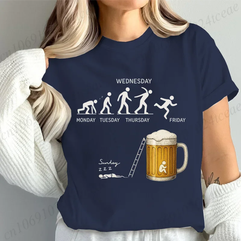 Футболка Workweek с юмором и принтом, повседневный топ с короткими рукавами на лето и весну, женская одежда, забавная футболка с пивной эволюцией
Футболка Workweek с юмором и принтом, повседневный топ с короткими рукавами на лето и весну, женская одежда, забавная футболка с пивной эволюцией