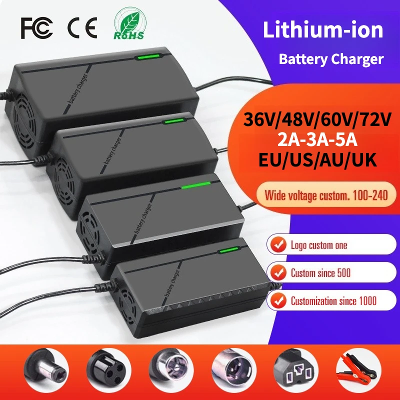 36V 48V Charger 2A 20A 10S 13S Lithium-ion Battery Pack Charger 42V 54.6V 5A Intelligent Fast Charging EU Plug With Cooling Fan
36V 48V Charger 2A 20A 10S 13S Lithium-ion Battery Pack Charger 42V 54.6V 5A Intelligent Fast Charging EU Plug With Cooling Fan
