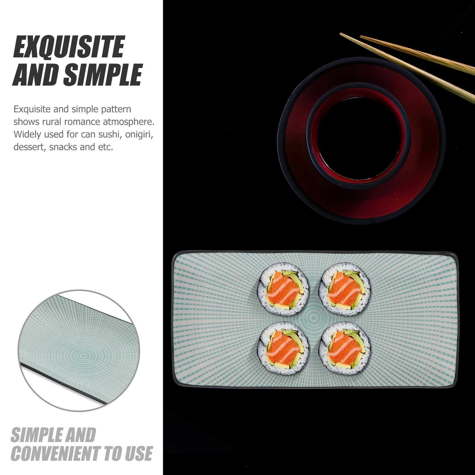 1Pcs Ceramic Sushi Serving Plate Rectangular Design Smooth Finish Easy Clean for Sushi Onigiri Snacks Dessert Rectangular Plate
1Pcs Ceramic Sushi Serving Plate Rectangular Design Smooth Finish Easy Clean for Sushi Onigiri Snacks Dessert Rectangular Plate