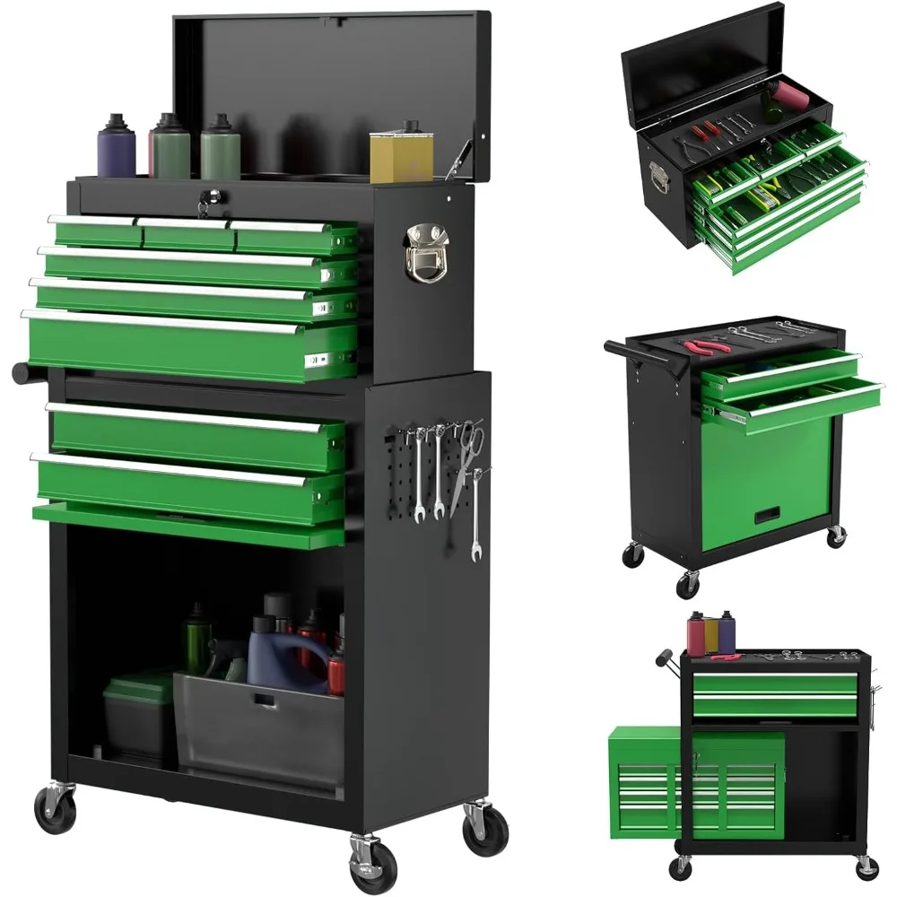 Ящик для инструментов на колесиках, съемный ящик для инструментов для механика с ящиками, запираемый металлический шкаф для инструментов для гаража, посуды
Ящик для инструментов на колесиках, съемный ящик для инструментов для механика с ящиками, запираемый металлический шкаф для инструментов для гаража, посуды