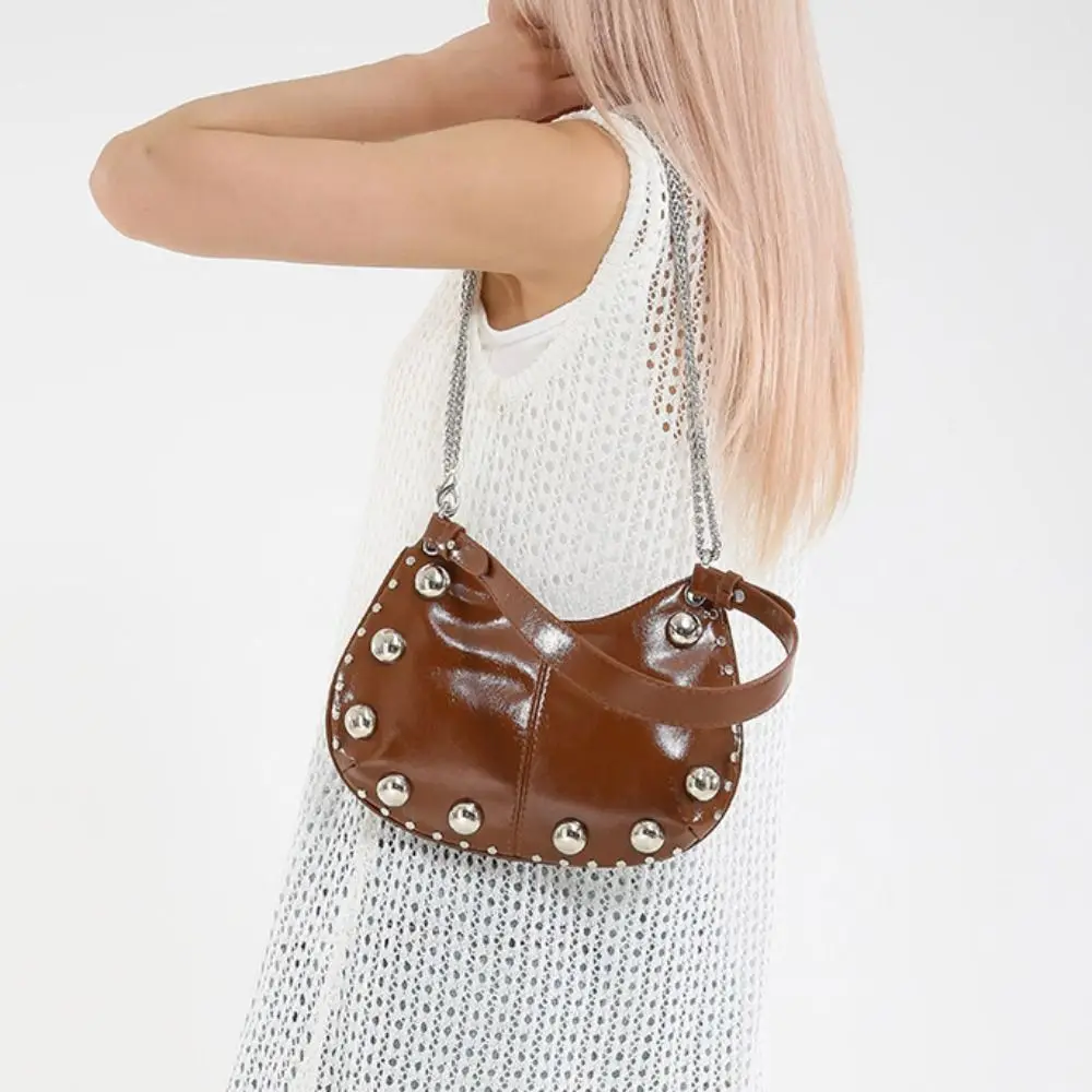 Sweet Crossbody Bag Rivets PU Underarm Bag Brown Small Pack Punk Style Handbags Korean Style Solid Color Shoulder Bag Students
Sweet Crossbody Bag Rivets PU Underarm Bag Brown Small Pack Punk Style Handbags Korean Style Solid Color Shoulder Bag Students