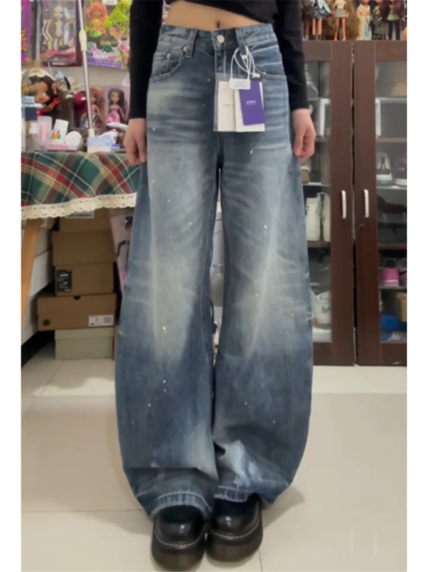 Retro American Splashed Ink Wide Leg Jeans Women Loose Slimming Drapey Tall Extended Wide Leg Knife Pants Casual Cotton High ...
Retro American Splashed Ink Wide Leg Jeans Women Loose Slimming Drapey Tall Extended Wide Leg Knife Pants Casual Cotton High ...