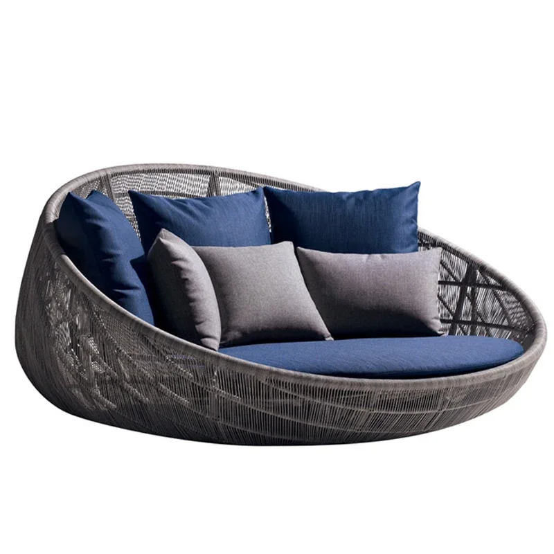 Outdoor rattan round bed lazy lounge chair hotel open-air sun room large sofa
Outdoor rattan round bed lazy lounge chair hotel open-air sun room large sofa