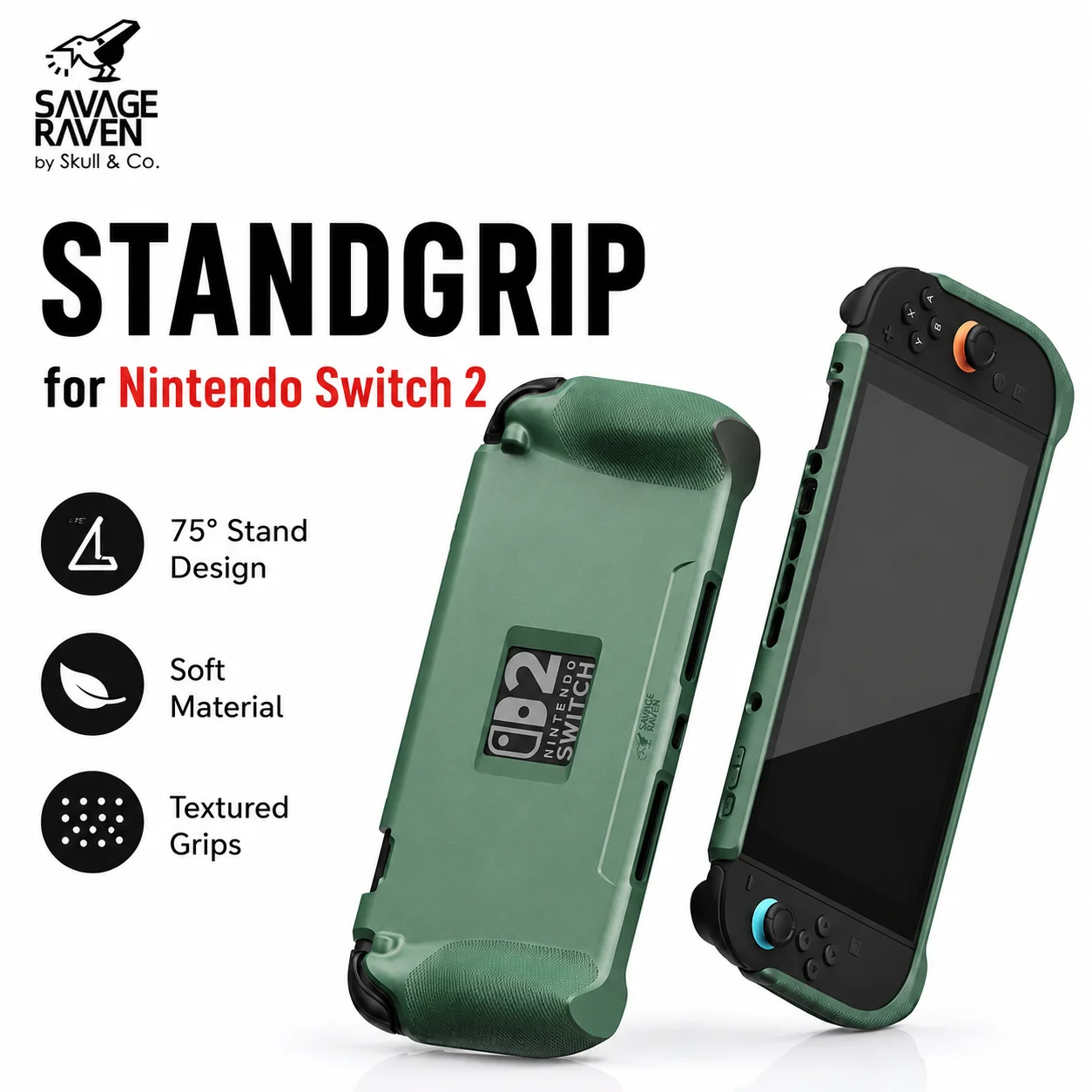 Savage Raven by Skull & Co. StandGrip for Nintendo Switch 2 Protective Case Standable Cover Soft Shell for NS2 Game Console
Savage Raven by Skull & Co. StandGrip for Nintendo Switch 2 Protective Case Standable Cover Soft Shell for NS2 Game Console
