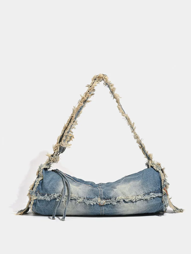 Tassels Handbag Fashion Wide Shoulder Straps Shoulder Bag Casual Zip Commuter Totes Bag Washed Denim Pillow Bags for Women's
Tassels Handbag Fashion Wide Shoulder Straps Shoulder Bag Casual Zip Commuter Totes Bag Washed Denim Pillow Bags for Women's