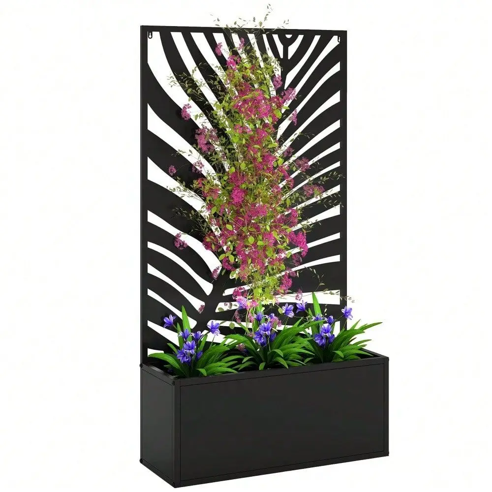 Raised Garden Bed With Trellis For Climbing Plants, Freestanding Or Wall Mounted Flower Bed With Privacy Panel, Large Leaf CutO
Raised Garden Bed With Trellis For Climbing Plants, Freestanding Or Wall Mounted Flower Bed With Privacy Panel, Large Leaf CutO