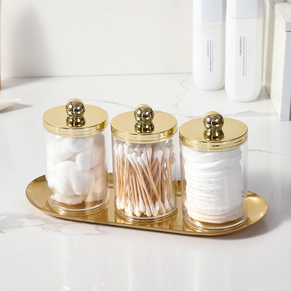 2/3 Pack Qtip Holder Bathroom Set with Golden Tray Organizer Acrylic Plastic Apothecary Jars Qtip Dispenser Canister with Lid
2/3 Pack Qtip Holder Bathroom Set with Golden Tray Organizer Acrylic Plastic Apothecary Jars Qtip Dispenser Canister with Lid