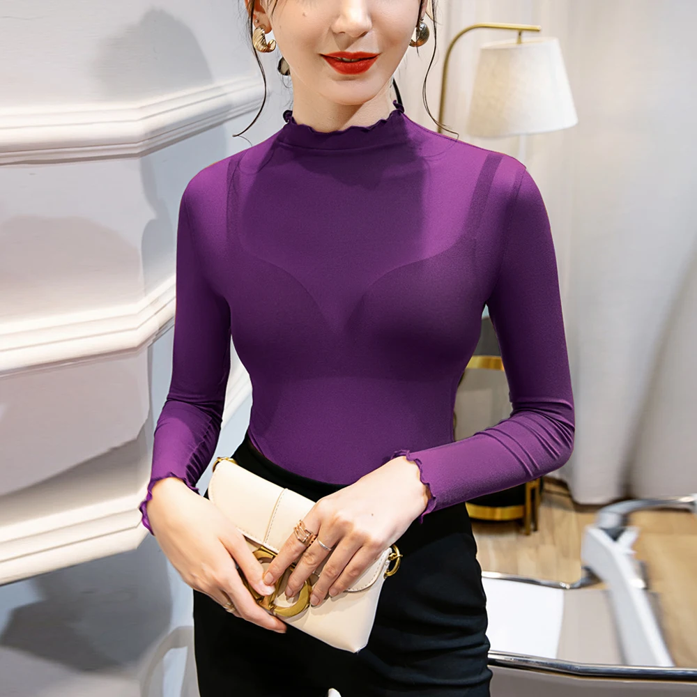 Y2k See Through Elastic T Shirt Women 10 Colors S-2XL Office Lady Long Sleeve Female Blouses Edible Tree Fungus Tops Clothes
Y2k See Through Elastic T Shirt Women 10 Colors S-2XL Office Lady Long Sleeve Female Blouses Edible Tree Fungus Tops Clothes