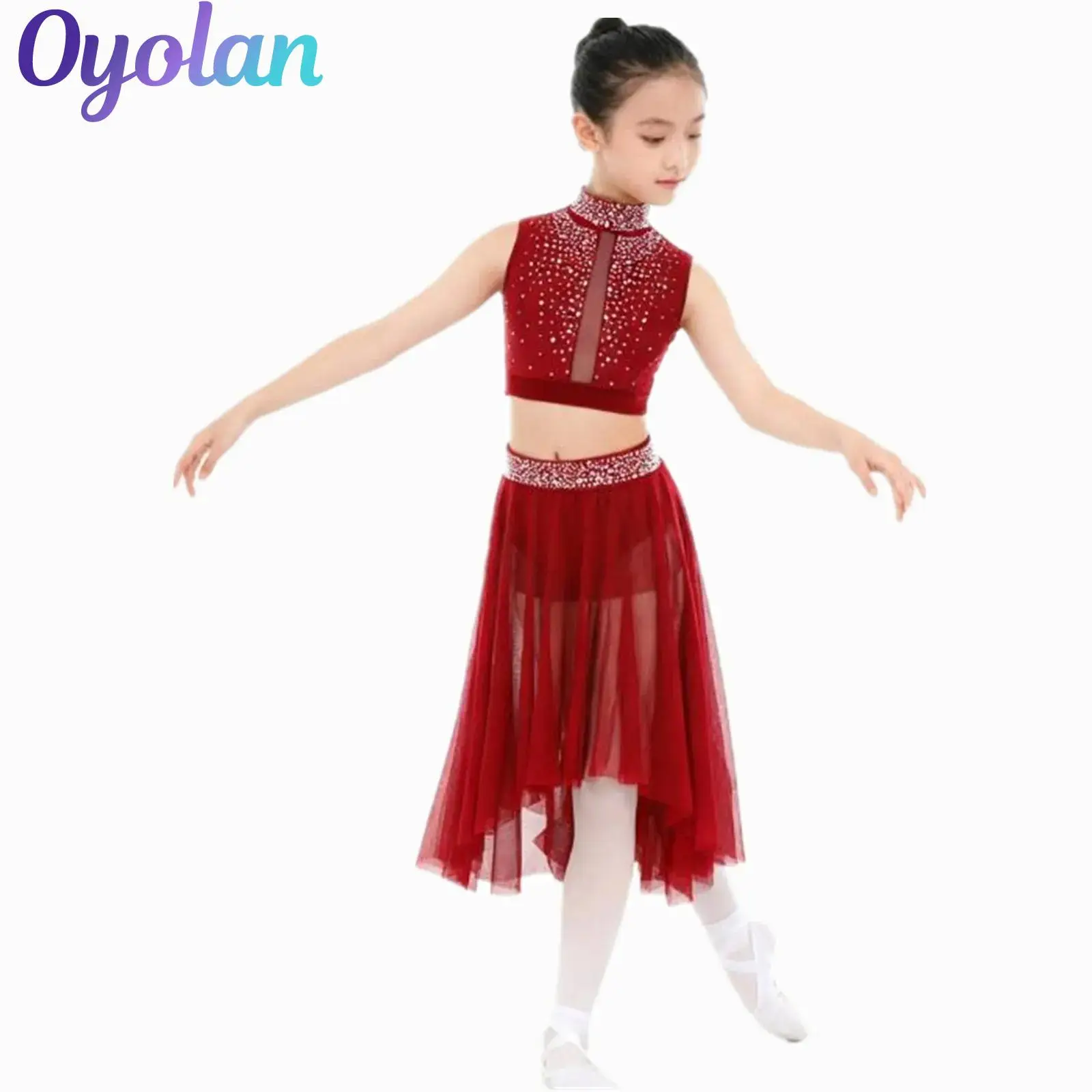 Kids Girls Shiny Rhinestones Gymnastics Figure Skating CostumeBallet Lyrical Dance Outfit Crop Top with Side Slit Mesh Skirt
Kids Girls Shiny Rhinestones Gymnastics Figure Skating CostumeBallet Lyrical Dance Outfit Crop Top with Side Slit Mesh Skirt