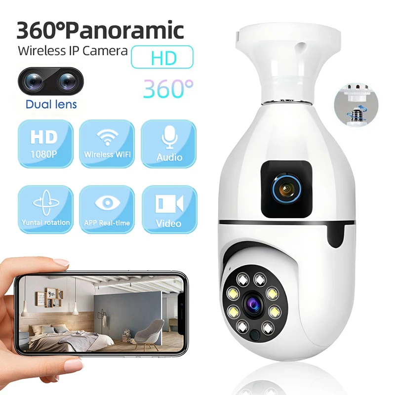 2,4G лампа E27 камера наблюдения ночного видения внутренняя противоугонная безопасность 1080P двойной объектив вращение видеомонитор Wi-Fi камера
2,4G лампа E27 камера наблюдения ночного видения внутренняя противоугонная безопасность 1080P двойной объектив вращение видеомонитор Wi-Fi камера
