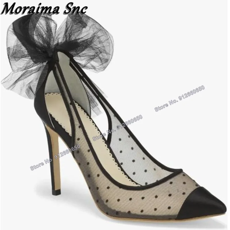 Moraima Snc Black Air Mesh Bow Knot Pumps for Women Solid Black High Heels Lady Wedding Shoes Stilettos Heels Pointed Toe Pumps
Moraima Snc Black Air Mesh Bow Knot Pumps for Women Solid Black High Heels Lady Wedding Shoes Stilettos Heels Pointed Toe Pumps