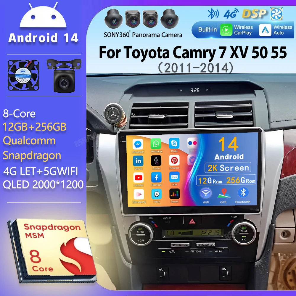 Android14 Car Radio Carplay For Toyota Camry 7 XV 50 55 2011 2012 2013 2014 Navigation GPS Multimedia Player Stereo BT WIFI+4G
Android14 Car Radio Carplay For Toyota Camry 7 XV 50 55 2011 2012 2013 2014 Navigation GPS Multimedia Player Stereo BT WIFI+4G