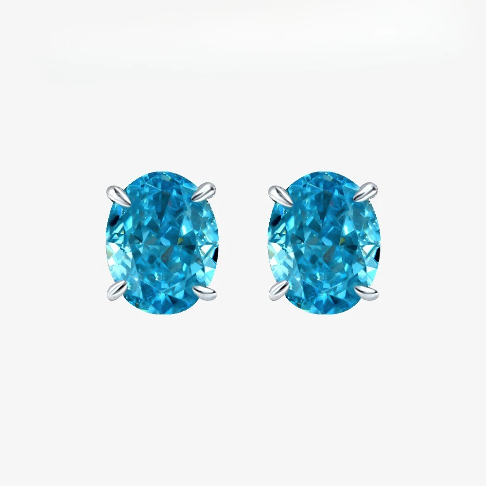 925 Silver 2ct Egg Shaped 7 * 9 Sea Blue High Carbon Diamond Earrings, European and American Fashion Hot Selling Ins Earrings
925 Silver 2ct Egg Shaped 7 * 9 Sea Blue High Carbon Diamond Earrings, European and American Fashion Hot Selling Ins Earrings