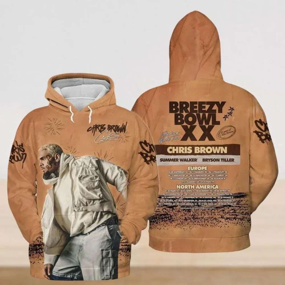 Chris Brown Breezy Bowl XX Tour 2025, толстовка большого размера для женщин и мужчин, толстовка с рисунком Y2K, уличная одежда, пуловер в стиле хип-хоп, куртка с капюшоном
Chris Brown Breezy Bowl XX Tour 2025, толстовка большого размера для женщин и мужчин, толстовка с рисунком Y2K, уличная одежда, пуловер в стиле хип-хоп, куртка с капюшоном