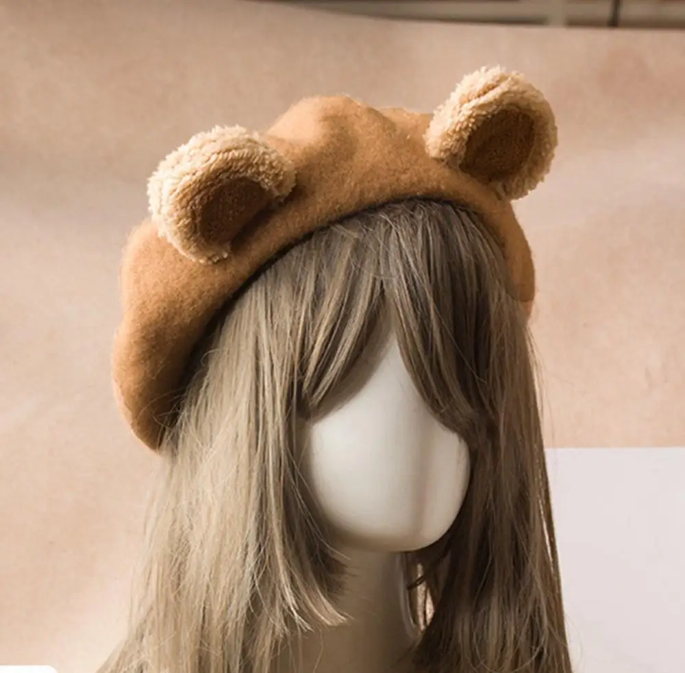 Cute Girls Bear Ears Beret Hat for Women Lolita Animal Soft Warm Wool Cap Handmade Beanies Wholesale
Cute Girls Bear Ears Beret Hat for Women Lolita Animal Soft Warm Wool Cap Handmade Beanies Wholesale