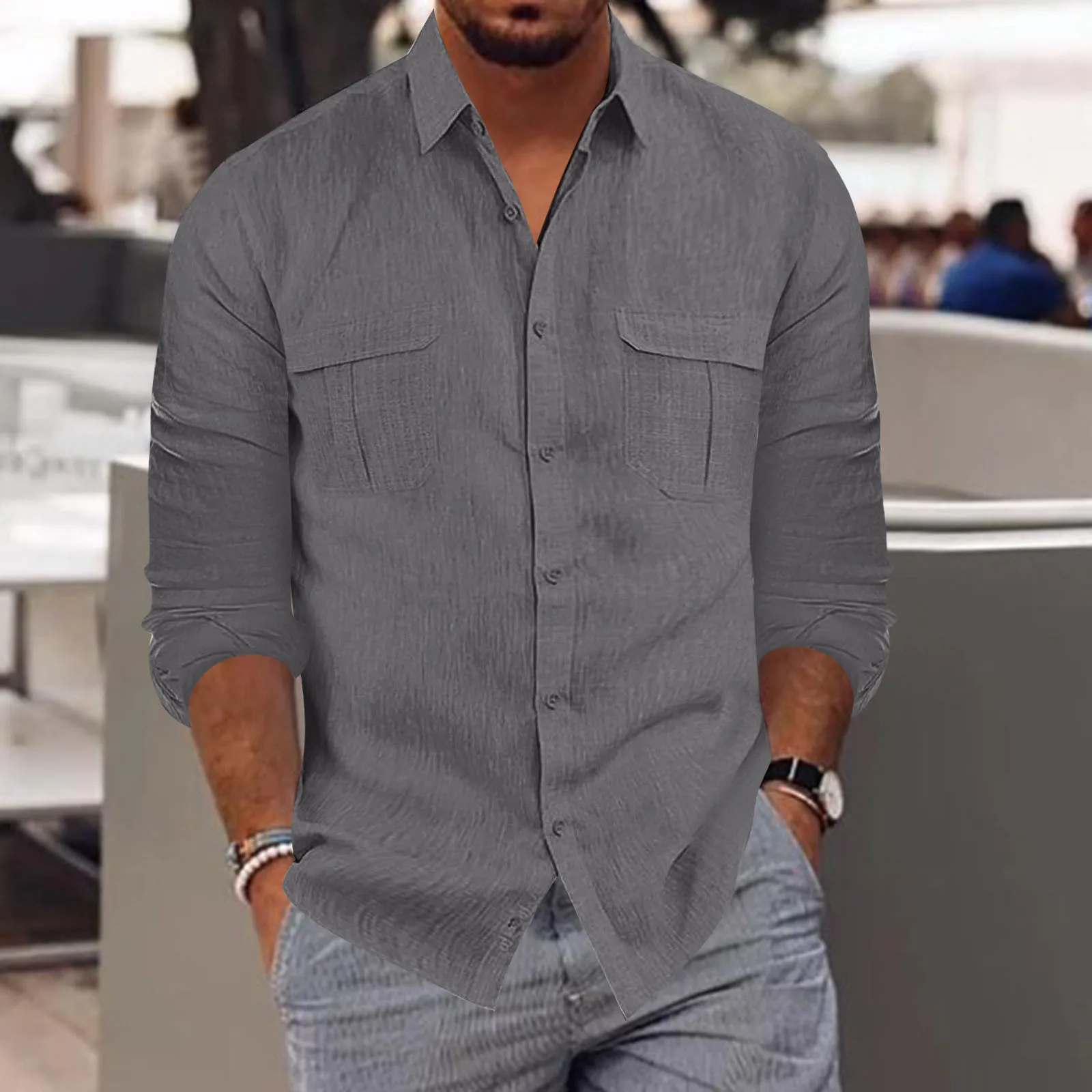 Men Shirts Cotton Linen Solid Color Long Sleeve Turn Down Collar Blouses Pockets Breathable Comfortable Business Oversize Shirts
Men Shirts Cotton Linen Solid Color Long Sleeve Turn Down Collar Blouses Pockets Breathable Comfortable Business Oversize Shirts