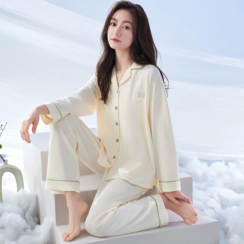 Pyjamas Female Cotton Home Wear Autumn Spring Pijamas Mujer Long Sleeve Long Pants Suit Lapel Cardigan Pajamas Set Sleepwear
Pyjamas Female Cotton Home Wear Autumn Spring Pijamas Mujer Long Sleeve Long Pants Suit Lapel Cardigan Pajamas Set Sleepwear