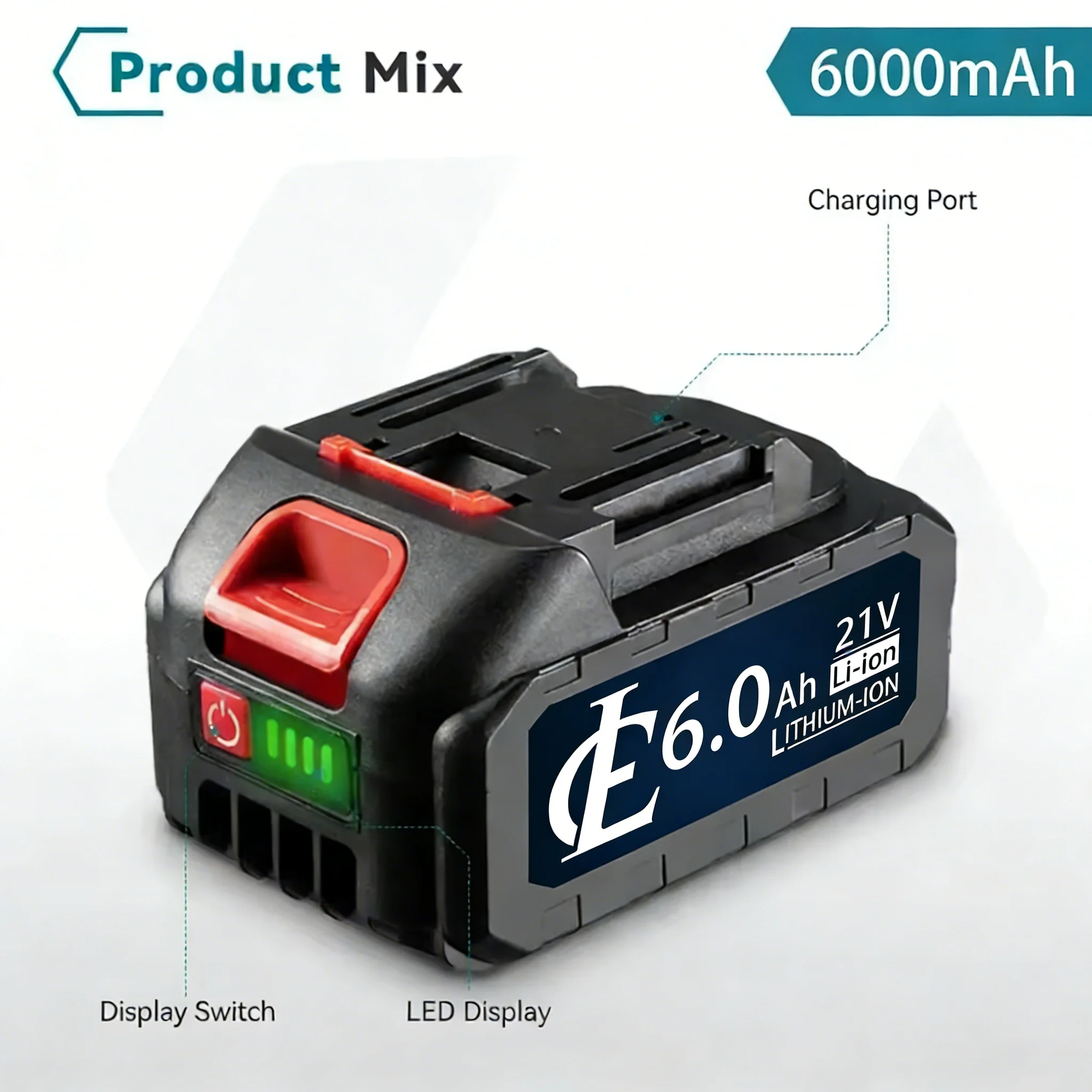 21V/18V 6.0Ah Li-ion Rechargeable Battery BL1830B BL1850B BL1430B Replacement Battery for Makita 18V 21V Power Tools
21V/18V 6.0Ah Li-ion Rechargeable Battery BL1830B BL1850B BL1430B Replacement Battery for Makita 18V 21V Power Tools