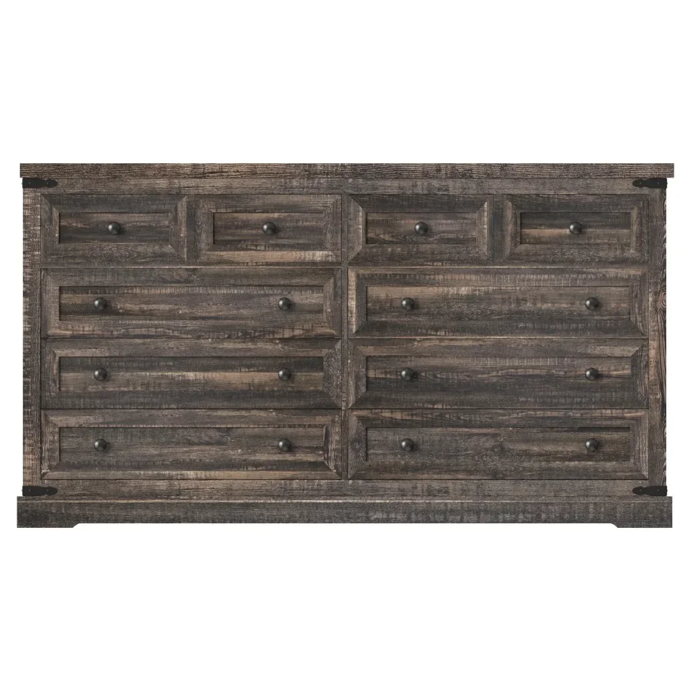 10 Drawer Wood Dresser, 55" Wide Dresser and Chest of Drawers with 10 Deep Drawers, Dark Rustic Oak
10 Drawer Wood Dresser, 55" Wide Dresser and Chest of Drawers with 10 Deep Drawers, Dark Rustic Oak