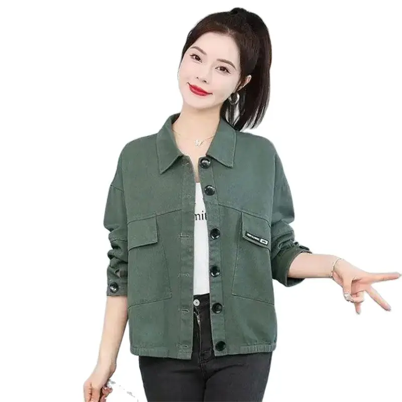 2024 New SpringAautumn Coat Tops Short Ladies Denim Jacket Casual Long-Sleeved Pocket Jeans Outerwear Baseball Uniform Female
2024 New SpringAautumn Coat Tops Short Ladies Denim Jacket Casual Long-Sleeved Pocket Jeans Outerwear Baseball Uniform Female