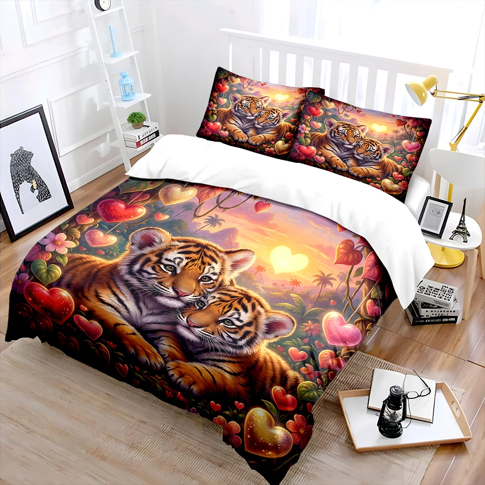 Tiger cubs with heart flowers Bedding Set for Kids Luxury Gift 3pcs Digital Print Comforter Set Soft Comfortable Breathable
Tiger cubs with heart flowers Bedding Set for Kids Luxury Gift 3pcs Digital Print Comforter Set Soft Comfortable Breathable