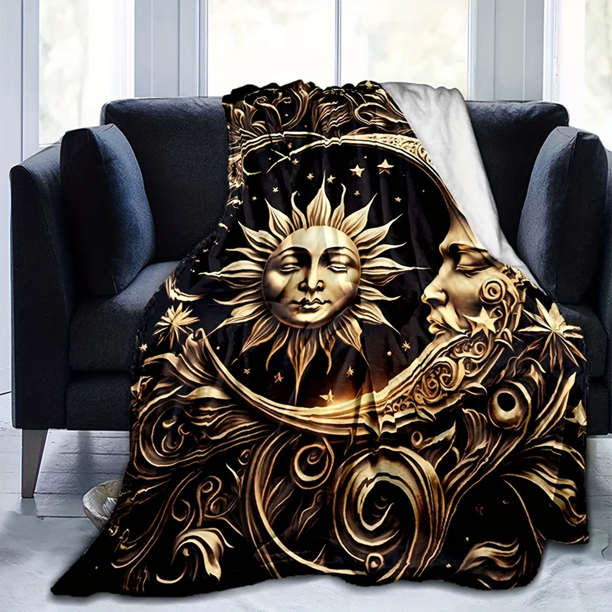1pc Festival Small Gift Throw Blanket: Golden Sun Moon Celestial Design, Ideal for Bohemian Home Decoration
1pc Festival Small Gift Throw Blanket: Golden Sun Moon Celestial Design, Ideal for Bohemian Home Decoration