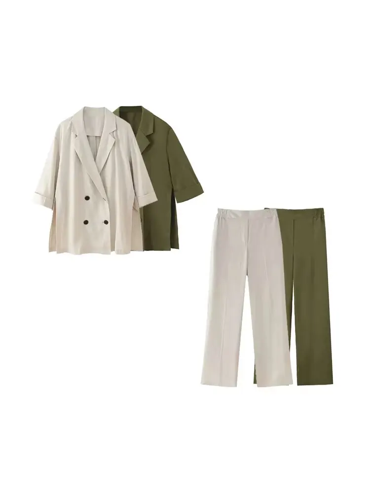 GELITAYIN Women Fashion Double-breasted Loose Blazer Coat And High Elastic Waist Wide Leg Pants Female Two Piece Sets Mujer
GELITAYIN Women Fashion Double-breasted Loose Blazer Coat And High Elastic Waist Wide Leg Pants Female Two Piece Sets Mujer