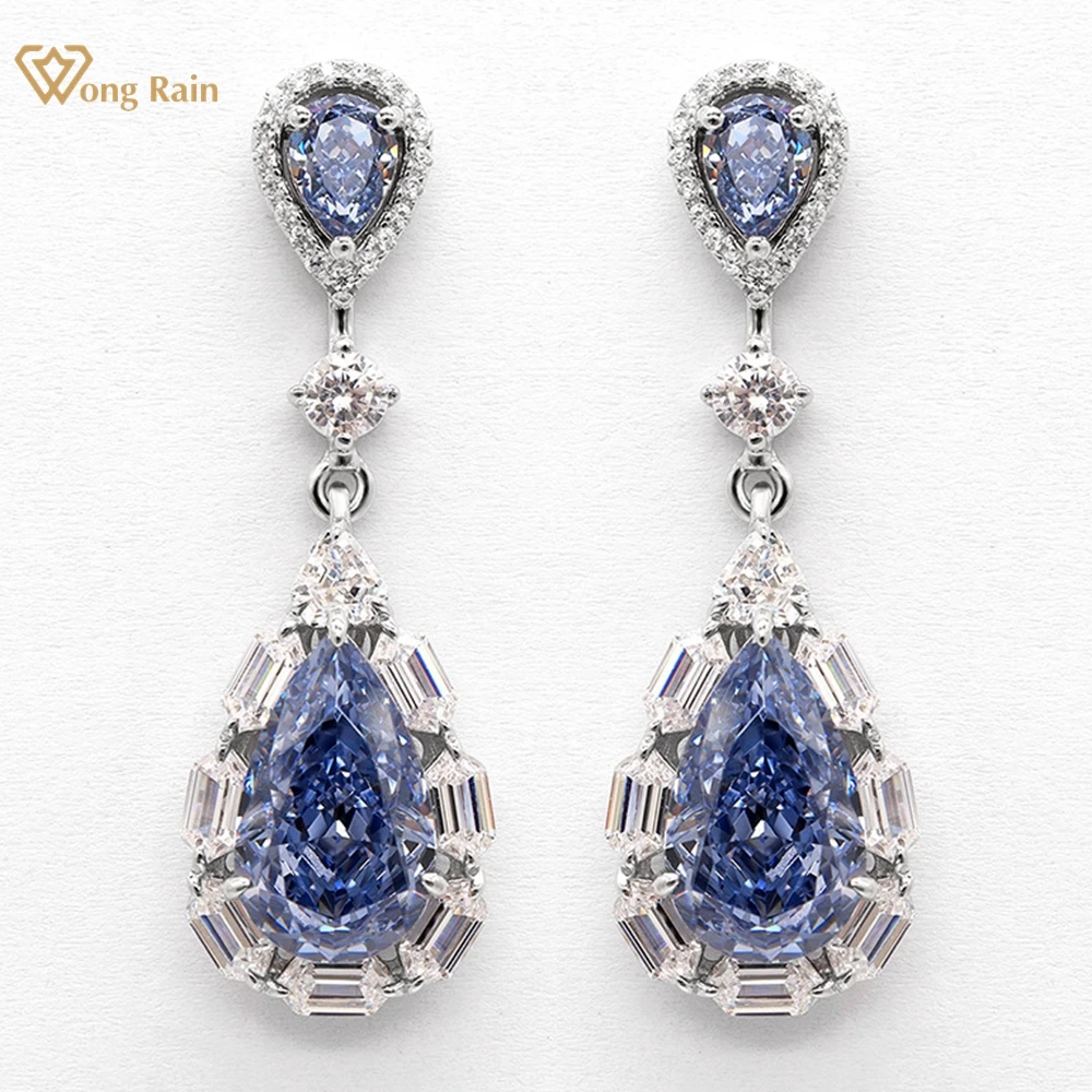 Wong Rain 100% 925 Sterling Silver Sparkling Pear Cut Sapphire Gemstone Water Drop Earrings for Women Wedding Party Stud Jewelry
Wong Rain 100% 925 Sterling Silver Sparkling Pear Cut Sapphire Gemstone Water Drop Earrings for Women Wedding Party Stud Jewelry