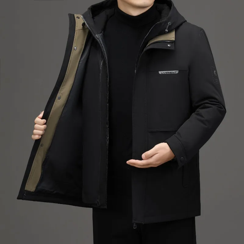 Зимний уличный лыжный морозостойкий пуховик с капюшоном, мужская ветровка, свободная и большая теплая рабочая модная куртка на гусином пуху 
Зимний уличный лыжный морозостойкий пуховик с капюшоном, мужская ветровка, свободная и большая теплая рабочая модная куртка на гусином пуху