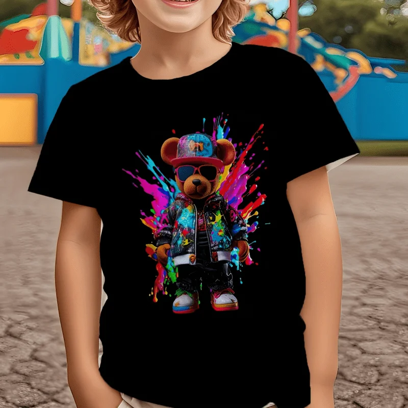Baby Boy Bear Print T-shirt Summer Quick-Dry Breathable Short Sleeve 3D Pullover Casual Round Neck Sporty Top Baby Clothes 3-13Y
Baby Boy Bear Print T-shirt Summer Quick-Dry Breathable Short Sleeve 3D Pullover Casual Round Neck Sporty Top Baby Clothes 3-13Y