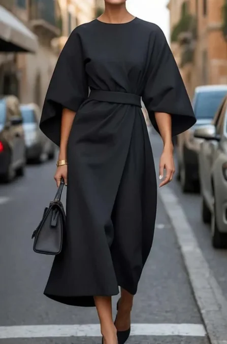 Women's Fashion Elegant Round Neck High Waist Dress Womens Clothing Temperament Commuting Female Casual Bat Sleeve Long Dresses
Women's Fashion Elegant Round Neck High Waist Dress Womens Clothing Temperament Commuting Female Casual Bat Sleeve Long Dresses