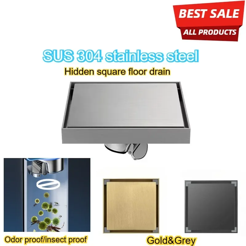Thickened 304 stainless steel floor drain for bathroom, concealed odor proof floor drain Modern minimalist style
Thickened 304 stainless steel floor drain for bathroom, concealed odor proof floor drain Modern minimalist style