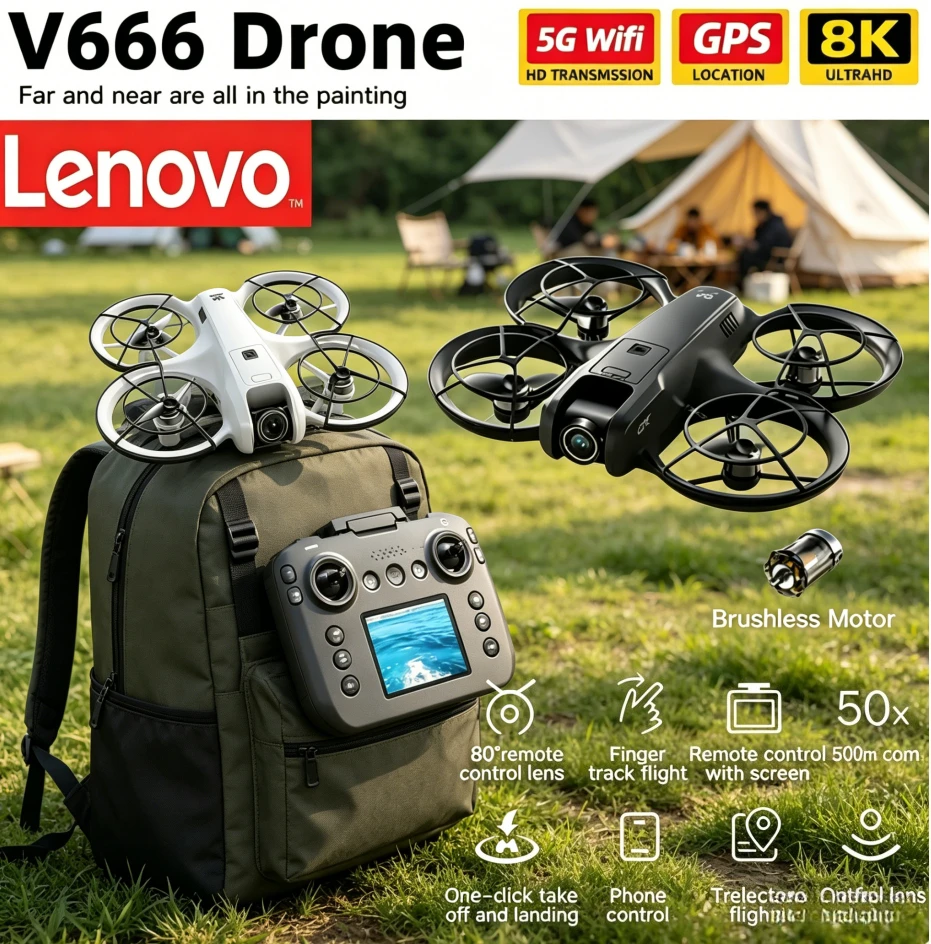 Дрон Lenovo V666 MINI 8K, профессиональный, с Wi-Fi 5G, обходом препятствий, бесщеточным двигателем, удержанием высоты, режимом Headless, радиоуправляемый квадрокоптер-игрушка
Дрон Lenovo V666 MINI 8K, профессиональный, с Wi-Fi 5G, обходом препятствий, бесщеточным двигателем, удержанием высоты, режимом Headless, радиоуправляемый квадрокоптер-игрушка
