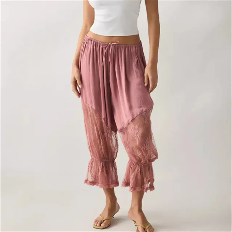 Elastic Waist Drawstring Floral Embroidery Cropped Loose Casual Pants Boho Vintage Sheer Lace Harem Pants Streetwear
Elastic Waist Drawstring Floral Embroidery Cropped Loose Casual Pants Boho Vintage Sheer Lace Harem Pants Streetwear