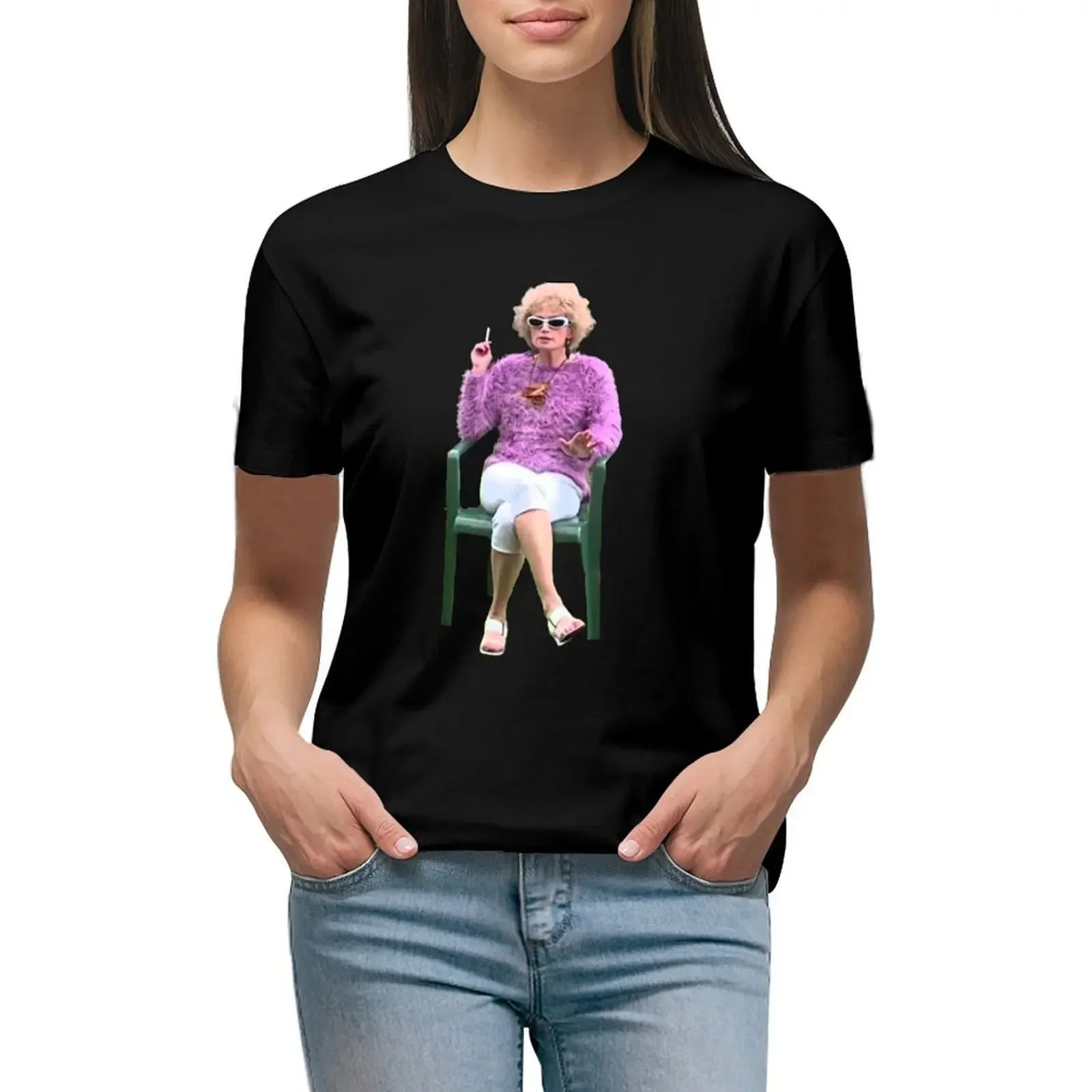 Kath and Kim: Kath Having a Smoke T-Shirt new edition hippie clothes summer tops cute t-shirts for Women
Kath and Kim: Kath Having a Smoke T-Shirt new edition hippie clothes summer tops cute t-shirts for Women