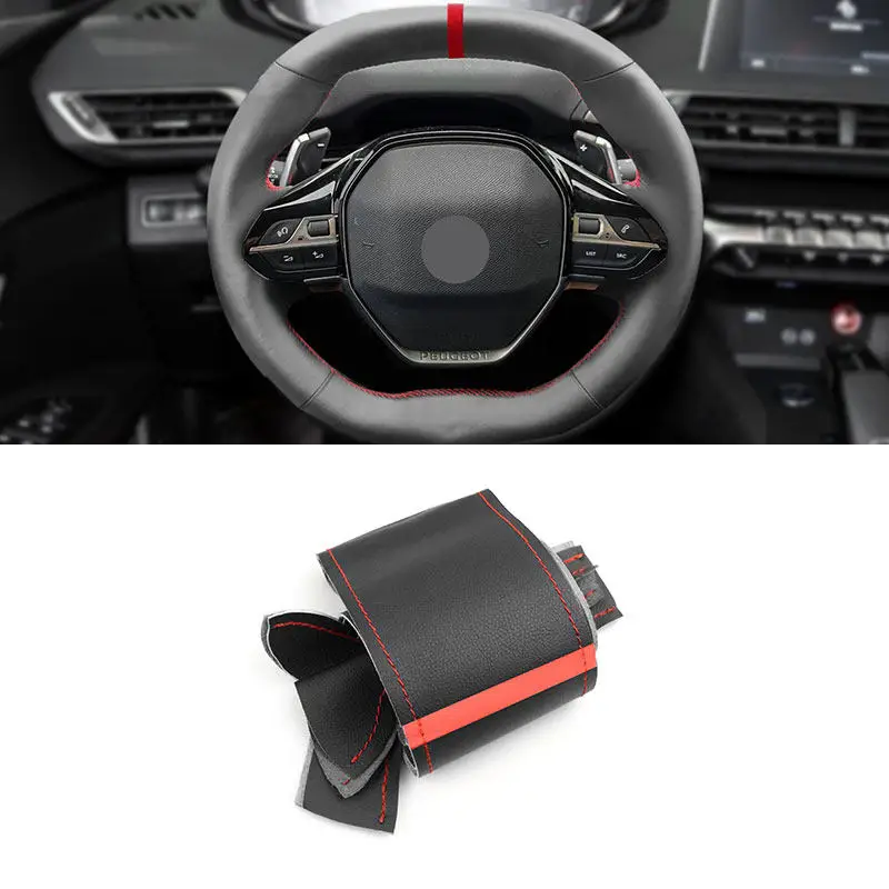 Для Peugeot 3008 4008 2017 2018 508 2019, прошитый вручную чехол на руль автомобиля, кожаная отделка из микрофибры, красная полоса
Для Peugeot 3008 4008 2017 2018 508 2019, прошитый вручную чехол на руль автомобиля, кожаная отделка из микрофибры, красная полоса